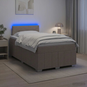 vidaXL Boxspringbed met matras met hoofdeinde Taupe 120 x 200 cm Stof