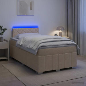 vidaXL Boxspringbed met matras Crèmekleurig 120 x 190 cm Stof
