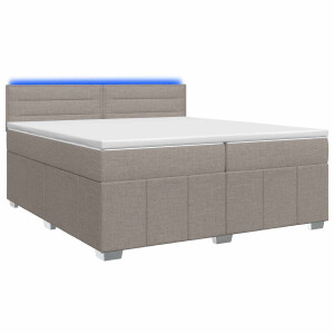 vidaXL Boxspringbed met matras met hoofdeinde Taupe 200 x 200 cm Stof