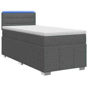 vidaXL Boxspring Bed met Matras en LED Donkergrijs 90 x 190 cm Stof