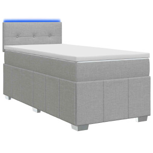 vidaXL Boxspring Bed met Matras en LED Lichtgrijs 90 x 190 cm Stof