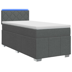 vidaXL Boxspring Bed met Matras en LED Donkergrijs 90 x 190 cm Stof