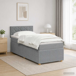 vidaXL Boxspringbed met matras Lichtgrijs 100 x 200 cm Stof