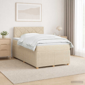 vidaXL Boxspringbed met matras Crèmekleurig 120 x 200 cm Stof