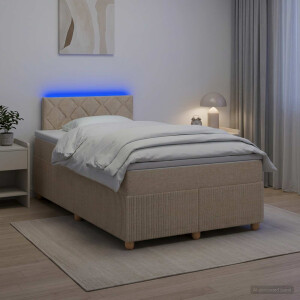 vidaXL Boxspringbed met matras Crèmekleurig 120 x 190 cm Stof