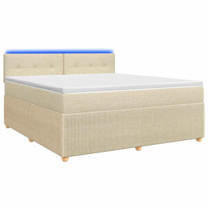 vidaXL Boxspringbed met matras Crèmekleurig 180 x 200 cm Stof