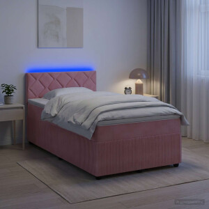 vidaXL Boxspringbed met matras Roze 120 x 190 cm Fluweel