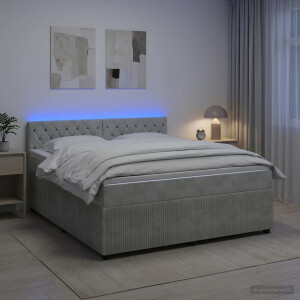 vidaXL Boxspringbed met matras Lichtgrijs 180 x 200 cm Fluweel