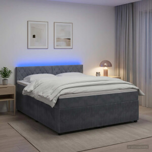 vidaXL Boxspringbed met matras Donkergrijs 140 x 200 cm Fluweel