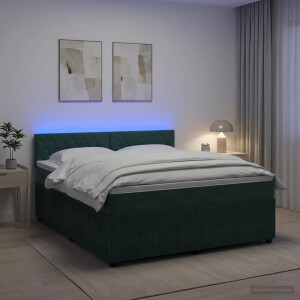 vidaXL Boxspringbed met matras Donkergroen 180 x 200 cm Fluweel
