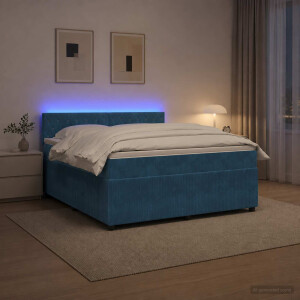 vidaXL Boxspringbed met matras Blauw 180 x 200 cm Fluweel