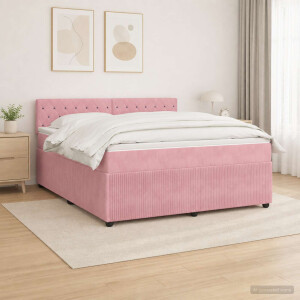 vidaXL Boxspringbed met matras Roze 140 x 190 cm Fluweel