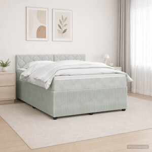 vidaXL Boxspringbed met matras Lichtgrijs 180 x 200 cm Fluweel
