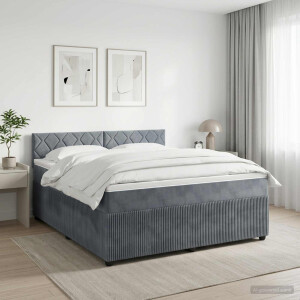 vidaXL Boxspringbed met matras Donkergrijs 140 x 190 cm Fluweel