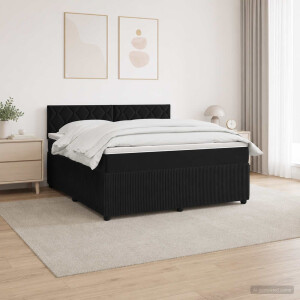 vidaXL Boxspringbed met matras Zwart 180 x 200 cm Fluweel