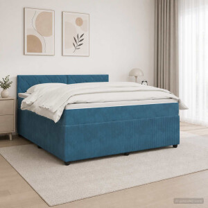 vidaXL Boxspringbed met matras Blauw 140 x 190 cm Fluweel