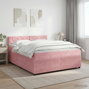 vidaXL Boxspringbed met matras Roze 140 x 190 cm Fluweel