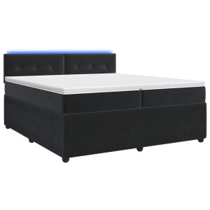 vidaXL Boxspringbed met matras Zwart 200 x 200 cm Fluweel
