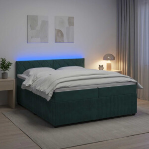 vidaXL Boxspringbed met matras Donkergroen 200 x 200 cm Fluweel