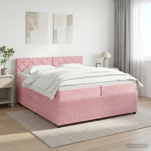 vidaXL Boxspringbed met matras Roze 200 x 200 cm Fluweel