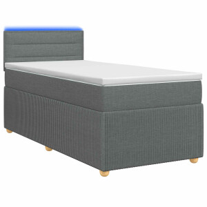 vidaXL Boxspring Bed met Matras en LED Donkergrijs 90 x 190 cm Stof
