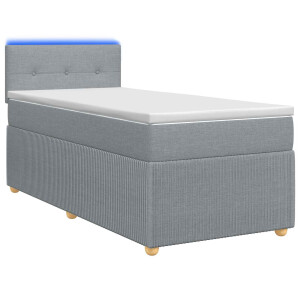 vidaXL Boxspring Bed met Matras en LED Lichtgrijs 90 x 190 cm Stof