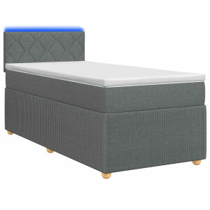 vidaXL Boxspring Bed met Matras en LED Donkergrijs 90 x 190 cm Stof