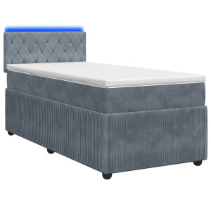 vidaXL Boxspring Bed met Matras en LED Donkergrijs 90 x 190 cm Fluweel