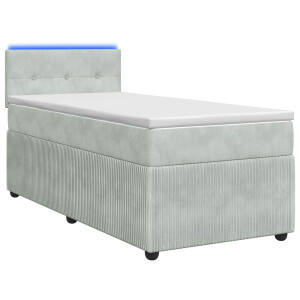 vidaXL Boxspring Bed met Matras en LED Lichtgrijs 90 x 190 cm Fluweel