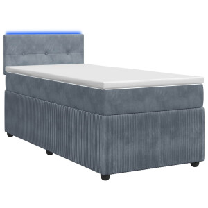 vidaXL Boxspring Bed met Matras en LED Donkergrijs 90 x 190 cm Fluweel