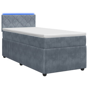 vidaXL Boxspring Bed met Matras en LED Donkergrijs 90 x 190 cm Fluweel
