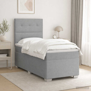 vidaXL Boxspringbed met matras Lichtgrijs 100 x 200 cm Stof