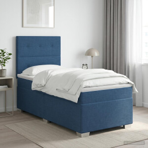 vidaXL Boxspringbed met matras met hoofdeinde Blauw 90 x 200 cm Stof