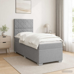 vidaXL Boxspringbed met matras Lichtgrijs 90 x 200 cm Stof