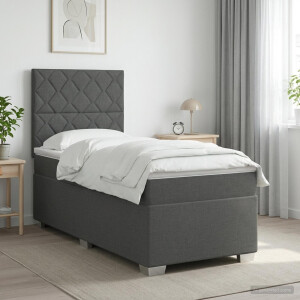 vidaXL Boxspringbed met matras met hoofdeinde Donkergrijs Enkel Stof