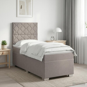 vidaXL Boxspringbed met matras met hoofdeinde Taupe 80 x 200 cm Stof