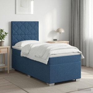 vidaXL Boxspringbed met matras met hoofdeinde Blauw 90 x 200 cm Stof