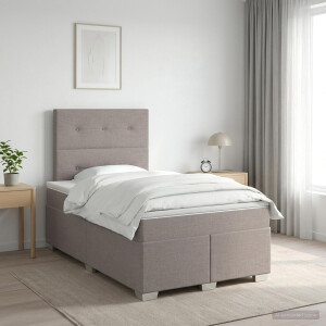 vidaXL Boxspringbed met matras met hoofdeinde Taupe 120 x 200 cm Stof