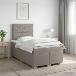 vidaXL Boxspringbed met matras met hoofdeinde Taupe 120 x 200 cm Stof