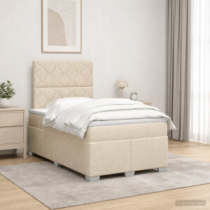 vidaXL Boxspringbed met matras Crèmekleurig 120 x 190 cm Stof