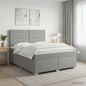 vidaXL Boxspringbed met matras Lichtgrijs 180 x 200 cm Stof