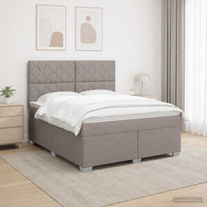 vidaXL Boxspringbed met matras met hoofdeinde Taupe 160 x 200 cm Stof