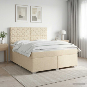 vidaXL Boxspringbed met matras Crèmekleurig 180 x 200 cm Stof