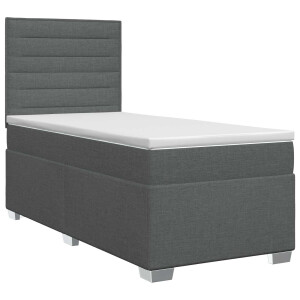vidaXL Boxspringbed met matras met hoofdeinde Donkergrijs Enkel Stof