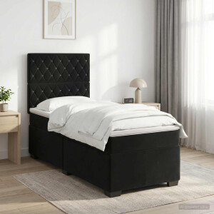 vidaXL Boxspringbed met matras Zwart 100 x 200 cm Fluweel