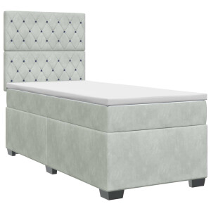 vidaXL Boxspringbed met matras Lichtgrijs 100 x 200 cm Fluweel