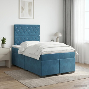 vidaXL Boxspringbed met matras Blauw 120 x 200 cm Fluweel