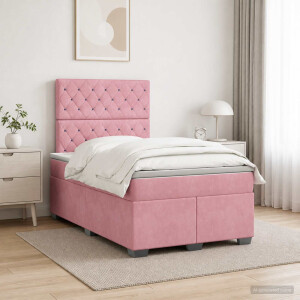 vidaXL Boxspringbed met matras Roze 120 x 200 cm Fluweel