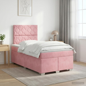 vidaXL Boxspringbed met matras Roze 120 x 200 cm Fluweel