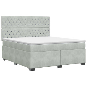 vidaXL Boxspringbed met matras Lichtgrijs 140 x 200 cm Fluweel